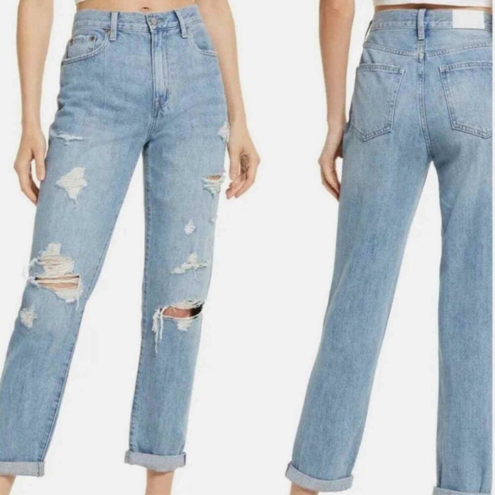 Pistola‎ Presley Distressed High Rise 90's Tapered Relaxed Roller Jeans Size 28